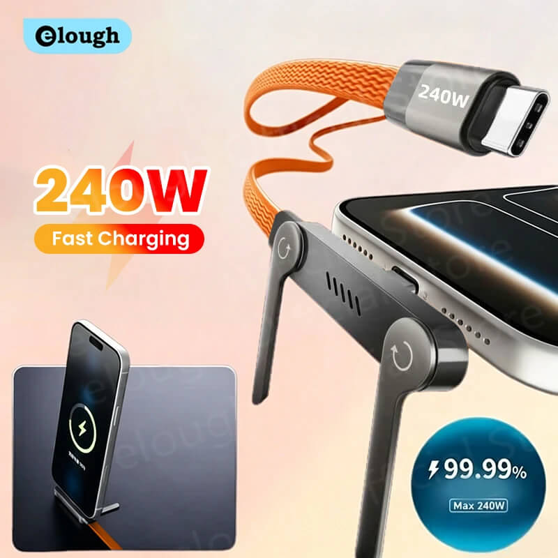 2-in-1 Invisible Foldable Stand & 240W Fast Charging Cable