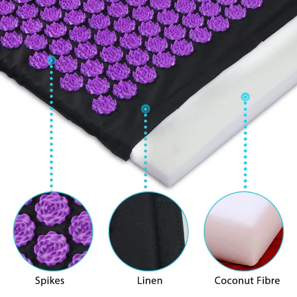 Acupressure Mat & Pillow Set with Carry Bag — Full-Body Muscle Relaxation, 200+ Lotus Discs