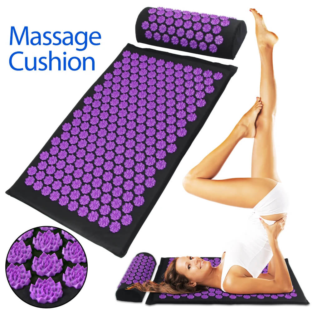 Acupressure Mat & Pillow Set with Carry Bag — Full-Body Muscle Relaxation, 200+ Lotus Discs