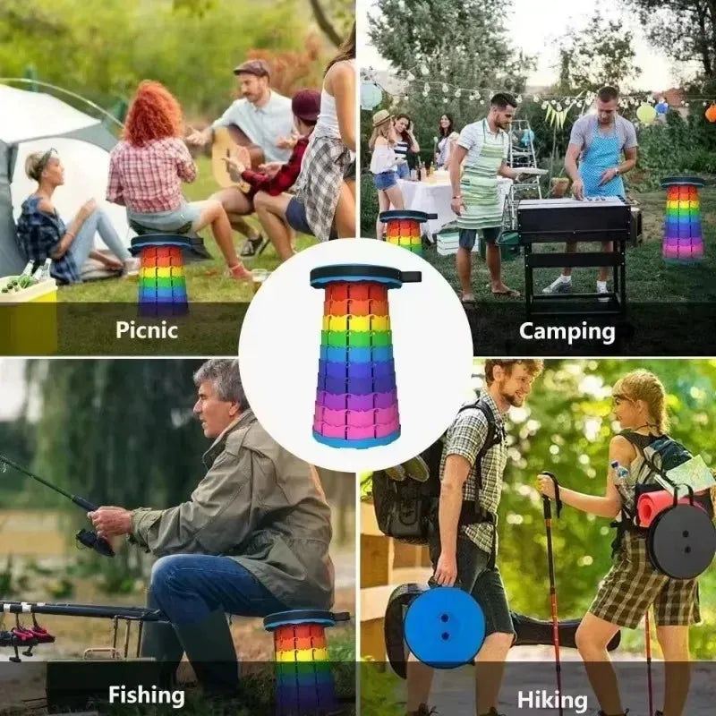 Portable Telescopic Folding Stool for Camping, Fishing & Outdoor Travel