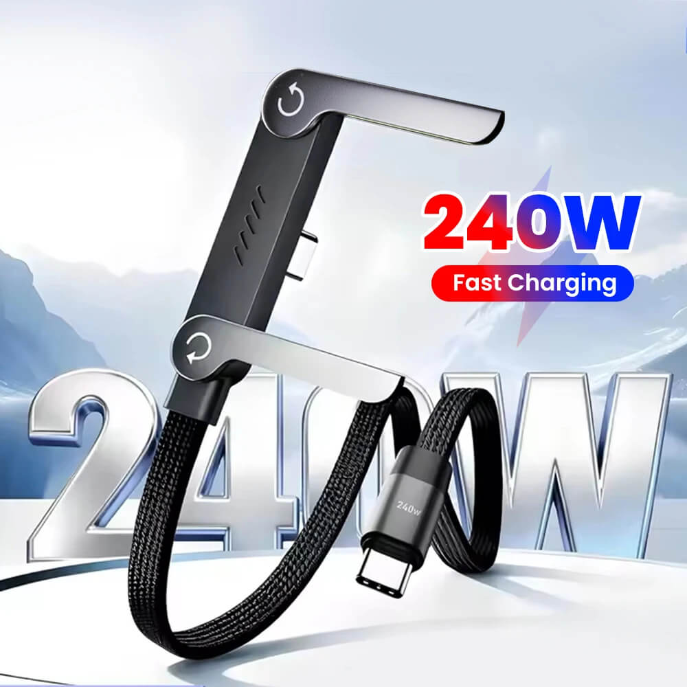 2-in-1 Invisible Foldable Stand & 240W Fast Charging Cable