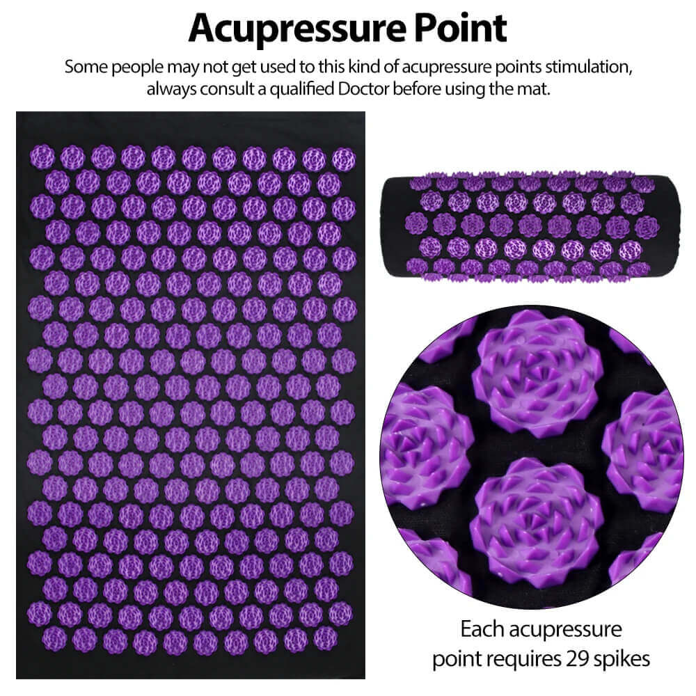 Acupressure Mat & Pillow Set with Carry Bag — Full-Body Muscle Relaxation, 200+ Lotus Discs