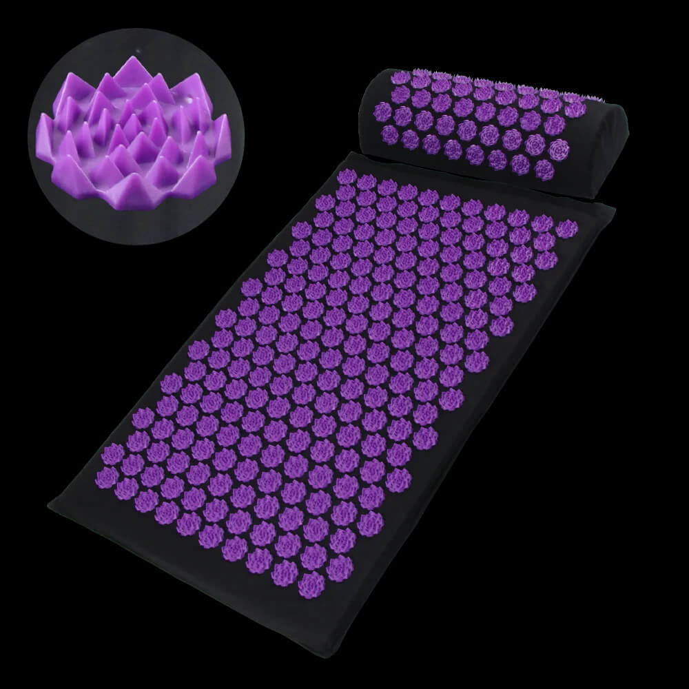 Acupressure Mat & Pillow Set with Carry Bag — Full-Body Muscle Relaxation, 200+ Lotus Discs