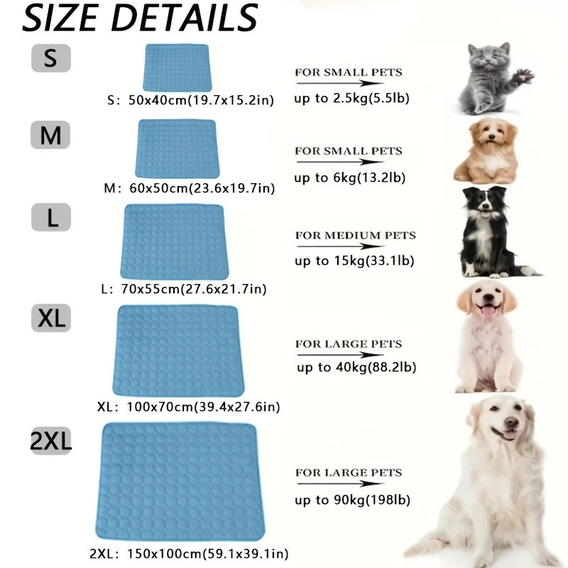 Cooling Pet Mat for Dogs & Cats, Summer Cold Bed Pad, Washable Non Slip Pet Sleeping Mat