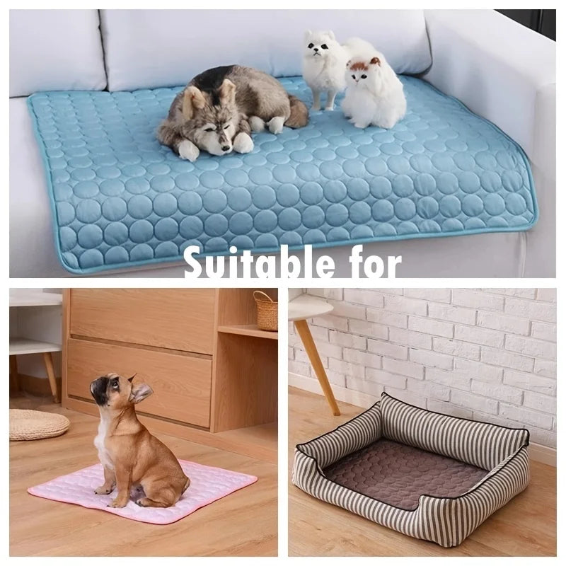 Cooling Pet Mat for Dogs & Cats, Summer Cold Bed Pad, Washable Non Slip Pet Sleeping Mat