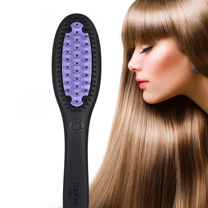 Ceramic Hair Straightener Brush Fast Heating Smoothing Styling Tool