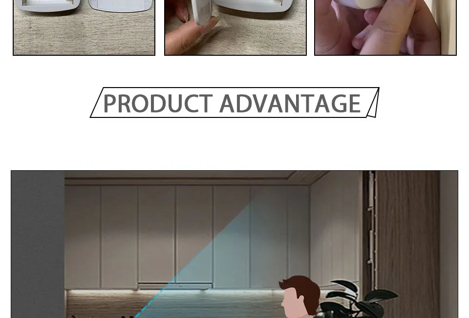 PIR Motion Sensor LED Night Light for Under Cabinet, Closet, Stairs & Bedroom
