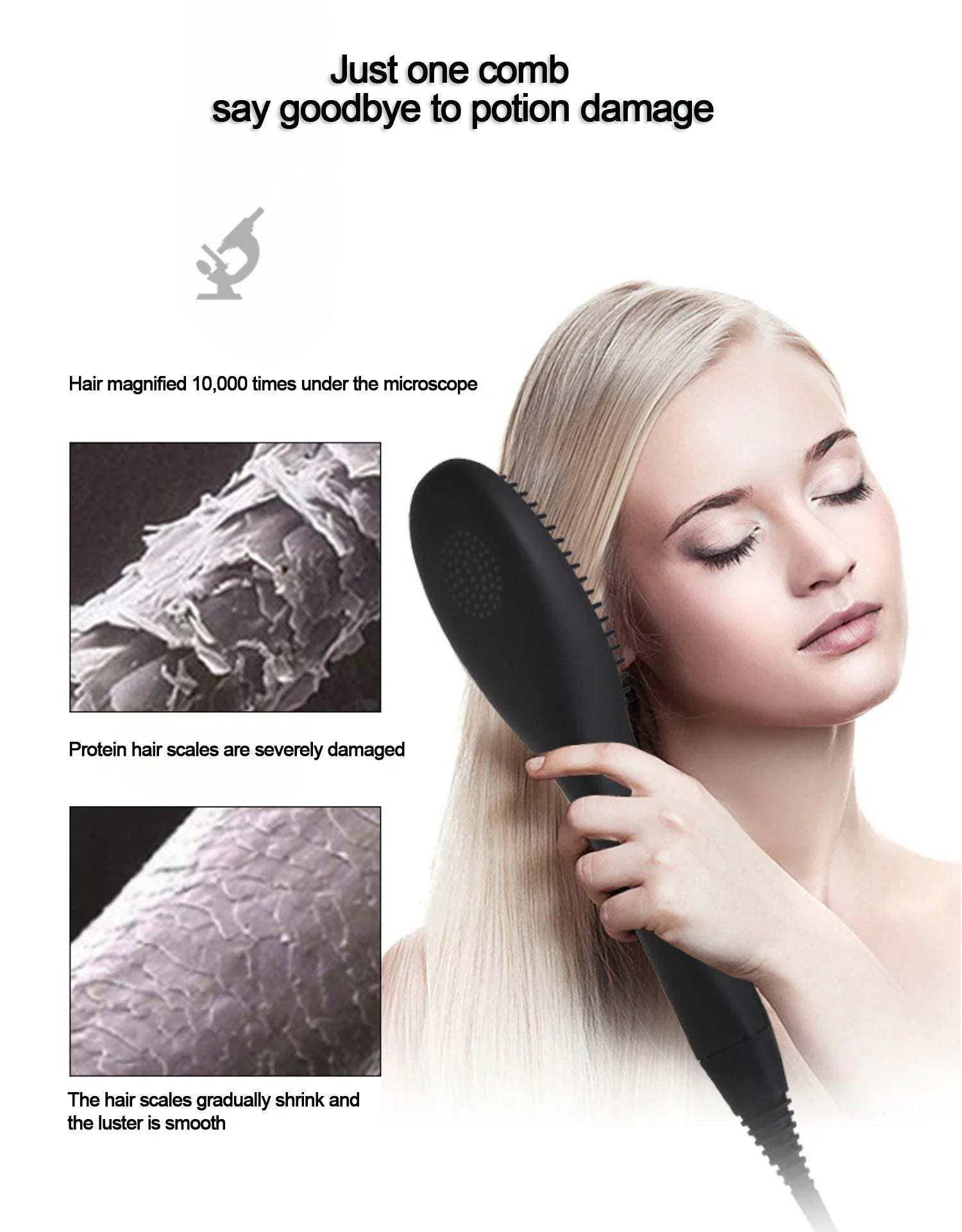 Ceramic Hair Straightener Brush Fast Heating Smoothing Styling Tool