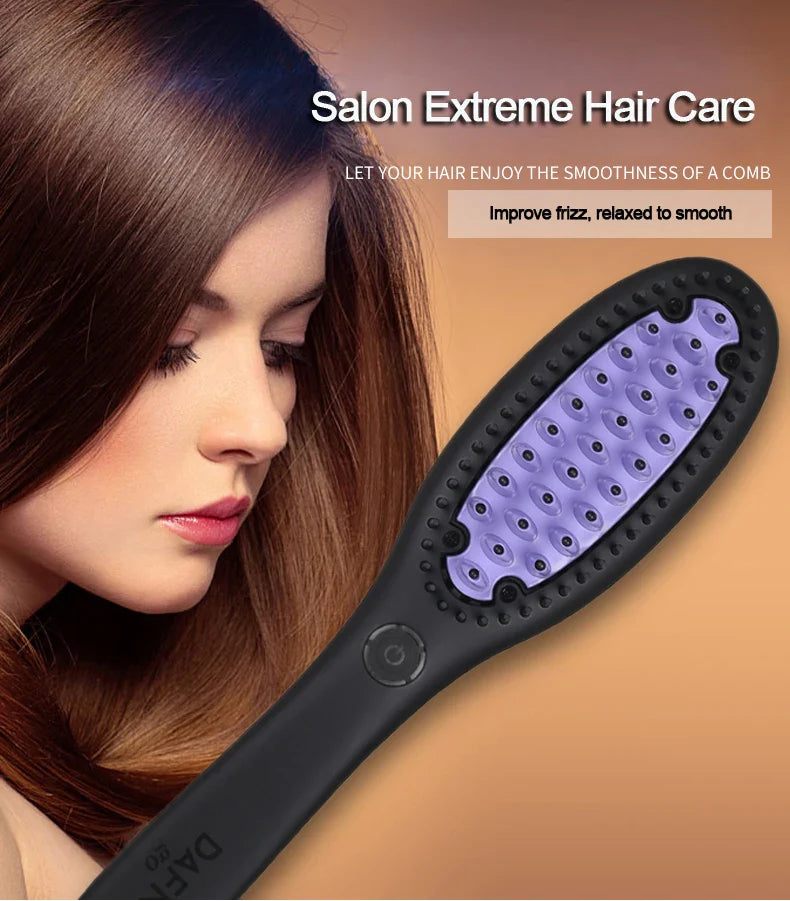 Ceramic Hair Straightener Brush Fast Heating Smoothing Styling Tool
