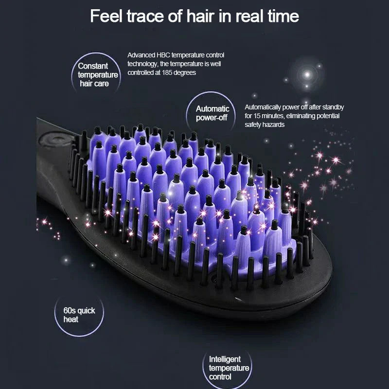 Ceramic Hair Straightener Brush Fast Heating Smoothing Styling Tool