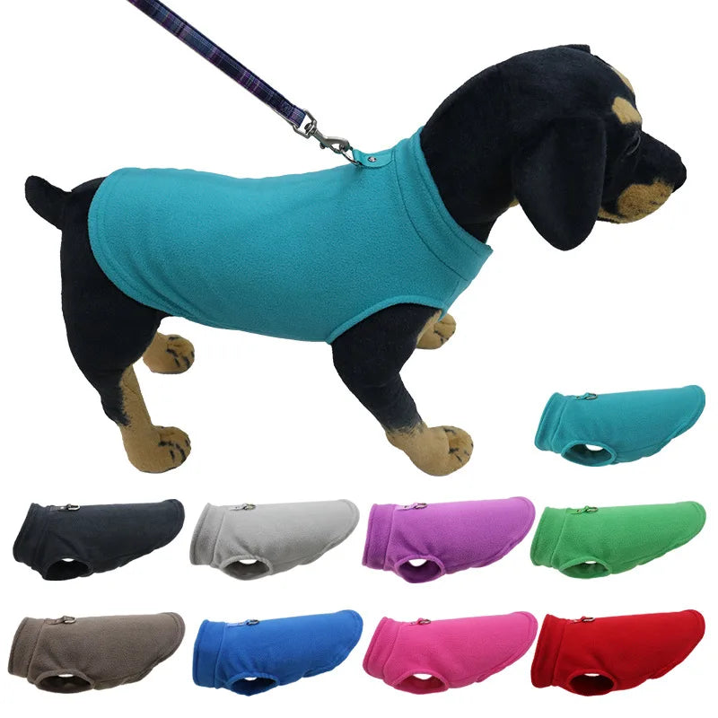 Warm Fleece Dog Jacket Vest With D-Ring | Pet Clothes For Small Dogs & Cats | French Bulldog Chihuahua Coat