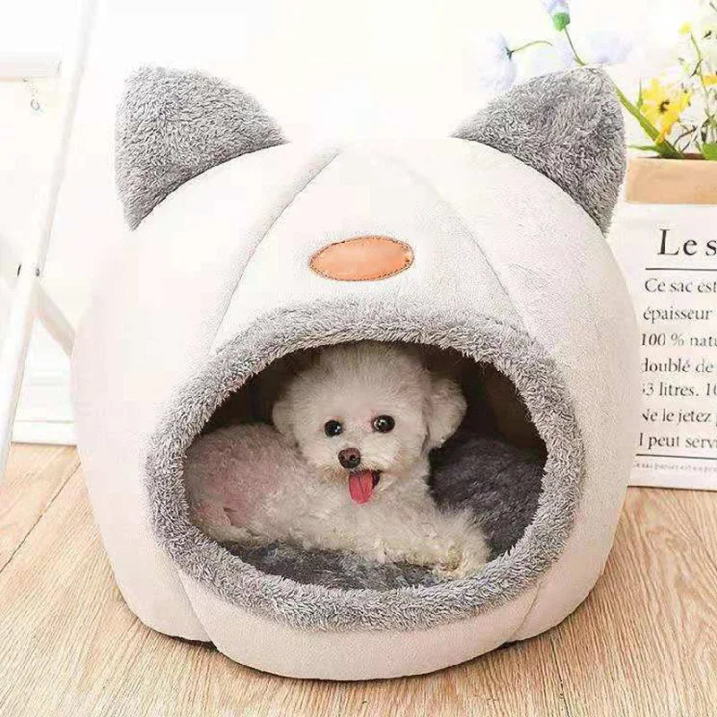 Deep Sleep Comfort Winter Cat Bed | Cozy Cave Nest Indoor | Small Dog House Pet Tent Mat Basket