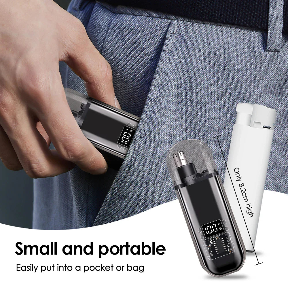 3-in-1 Rechargeable Nose Hair Trimmer with Facial Grooming Heads