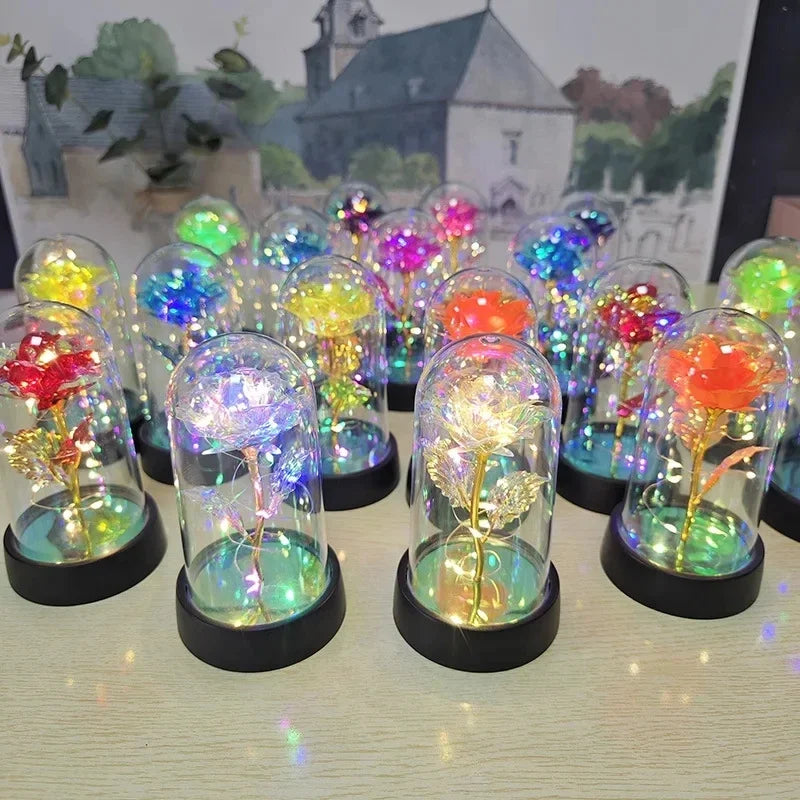 LED Eternal Rose Artificial Flower Gift for Valentine’s Day & Wedding Decor