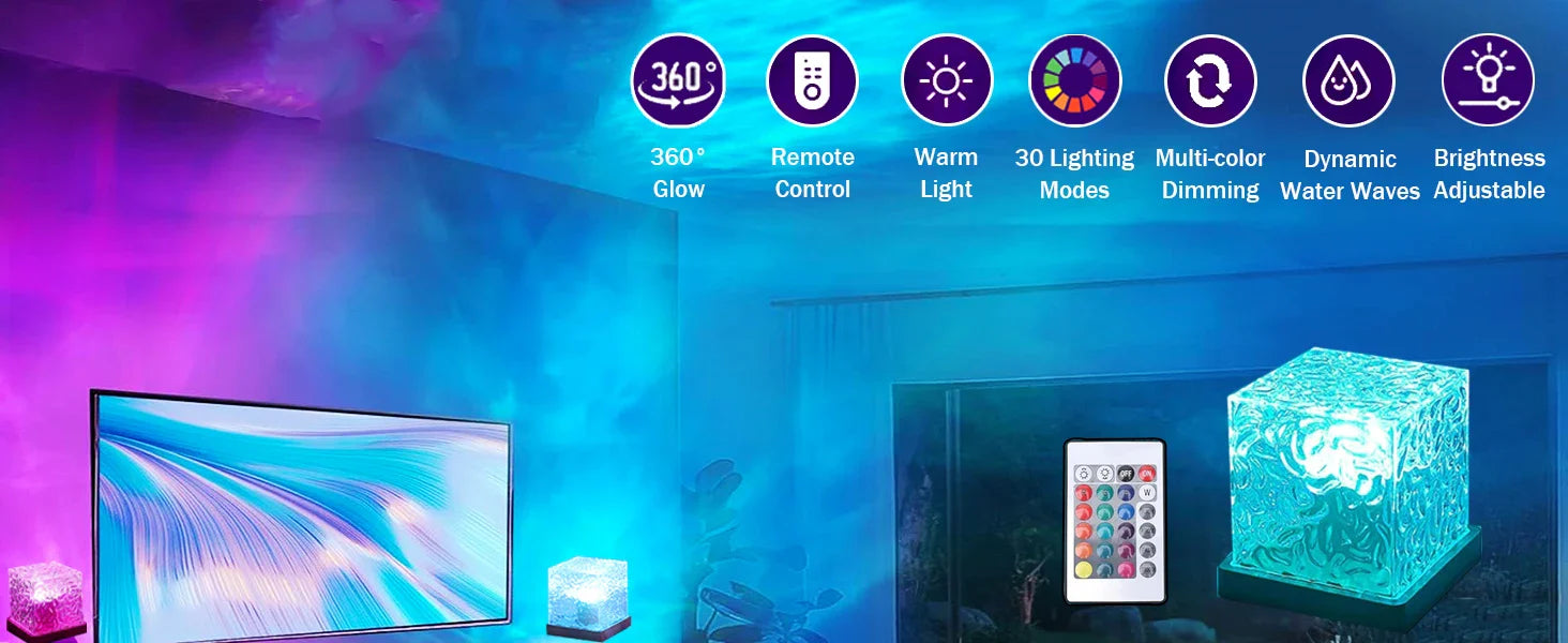 16-Color Ocean Wave Aurora Projector Lamp with Remote