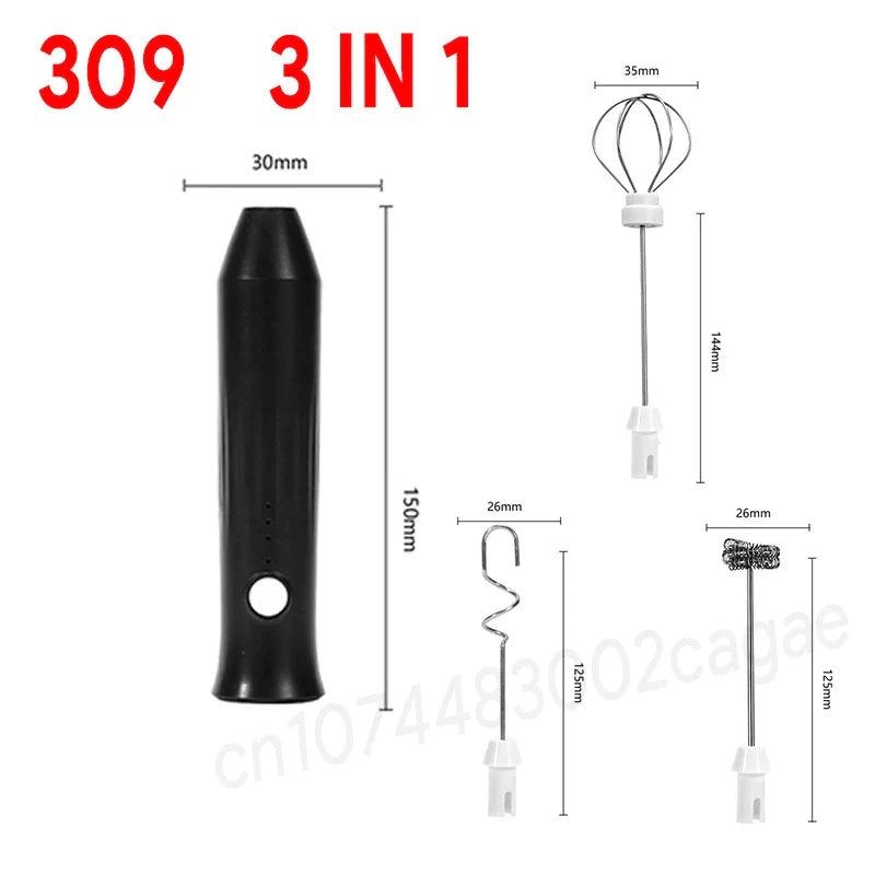 USB Rechargeable 3-Speed Handheld Milk Frother & Egg Beater