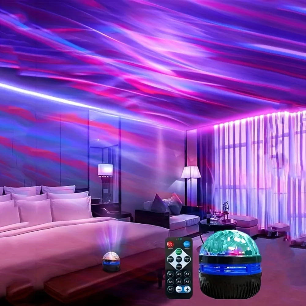 Aurora Galaxy Projector Night Light with Remote | USB 360° Rotating Lamp