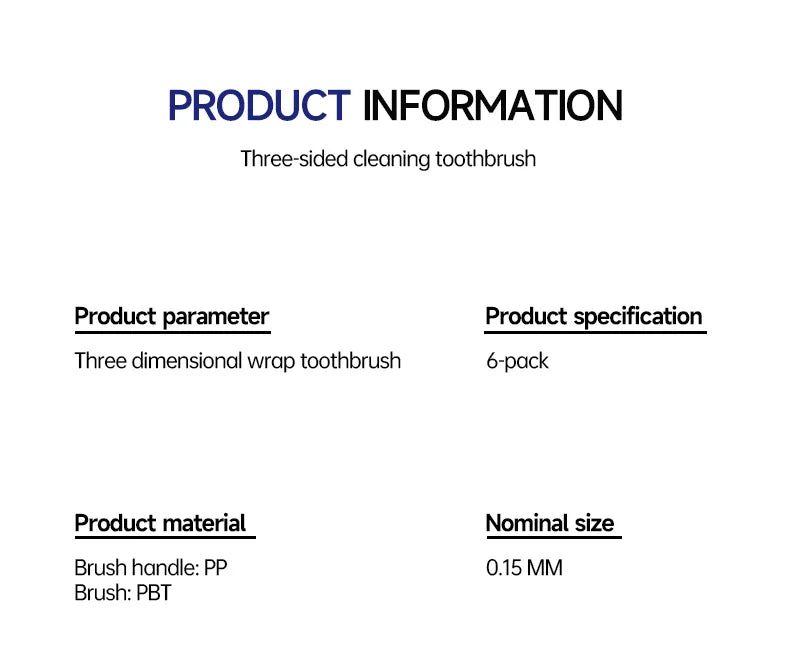 6PCS Three-Sided U-Shaped Soft Toothbrush Set for Adults