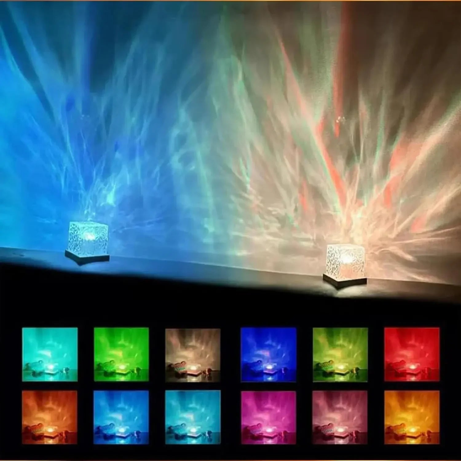 16-Color Ocean Wave Aurora Projector Lamp with Remote