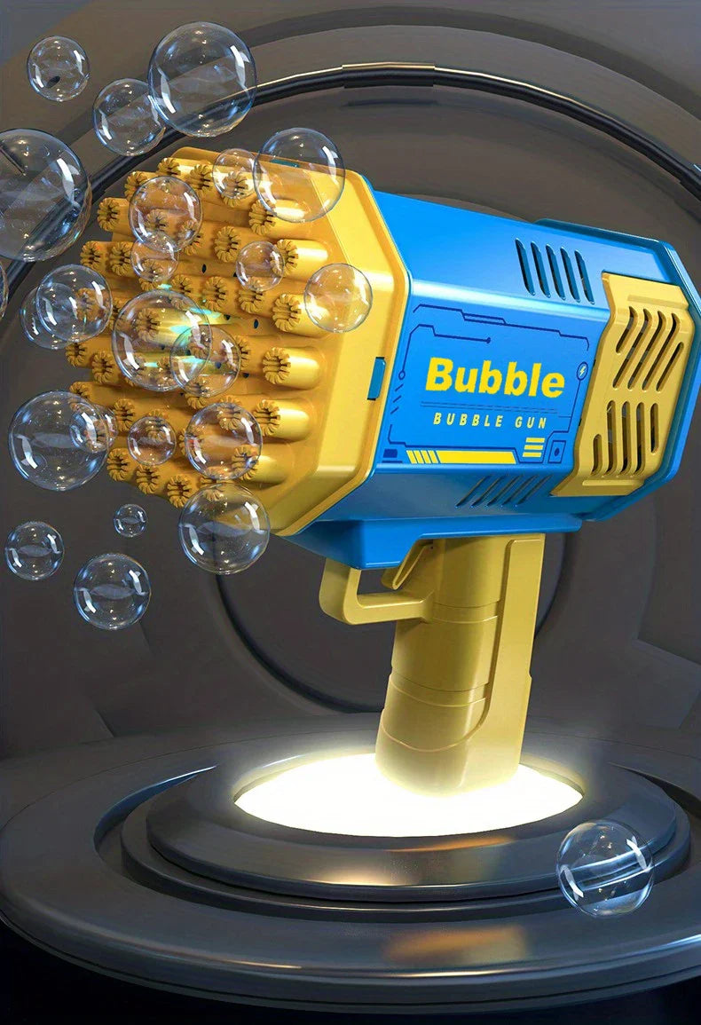 🚀 40-Hole Mega Bubble Machine | Automatic Light-Up Bubble Gun ✨
