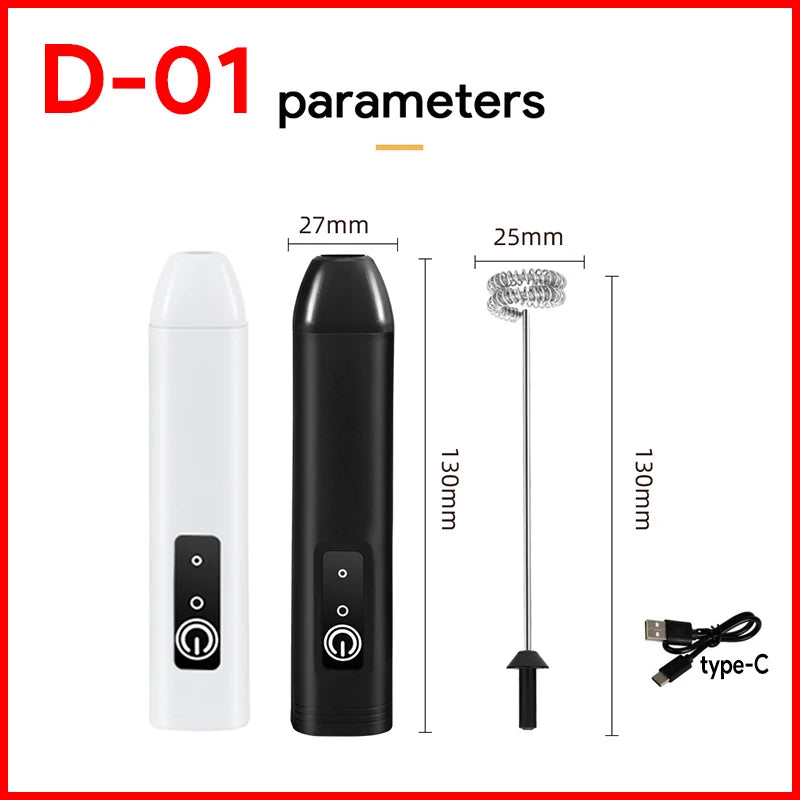 USB Rechargeable 3-Speed Handheld Milk Frother, Egg Beater & Drink Mixer for Coffee, Latte and Espresso