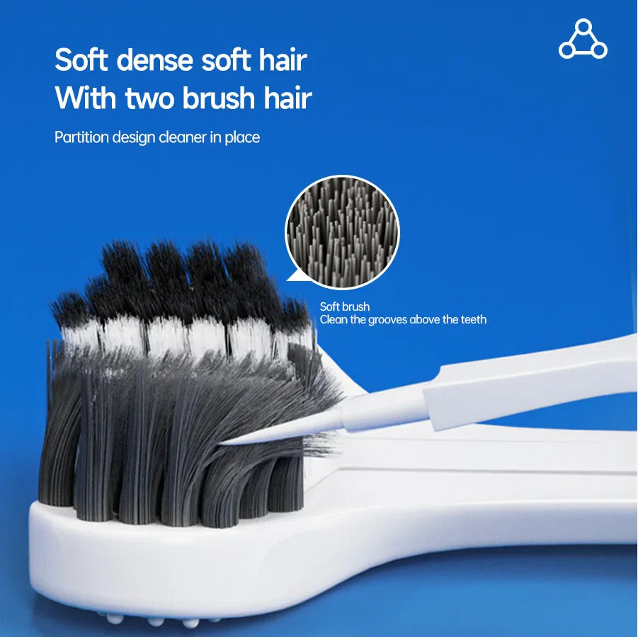 6PCS Three-Sided U-Shaped Soft Toothbrush Set for Adults