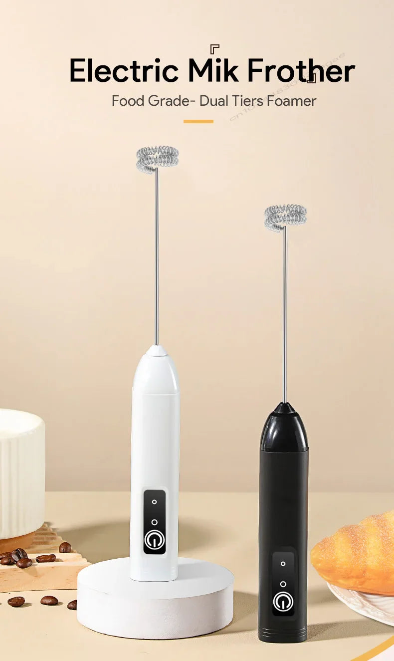 USB Rechargeable 3-Speed Handheld Milk Frother & Egg Beater