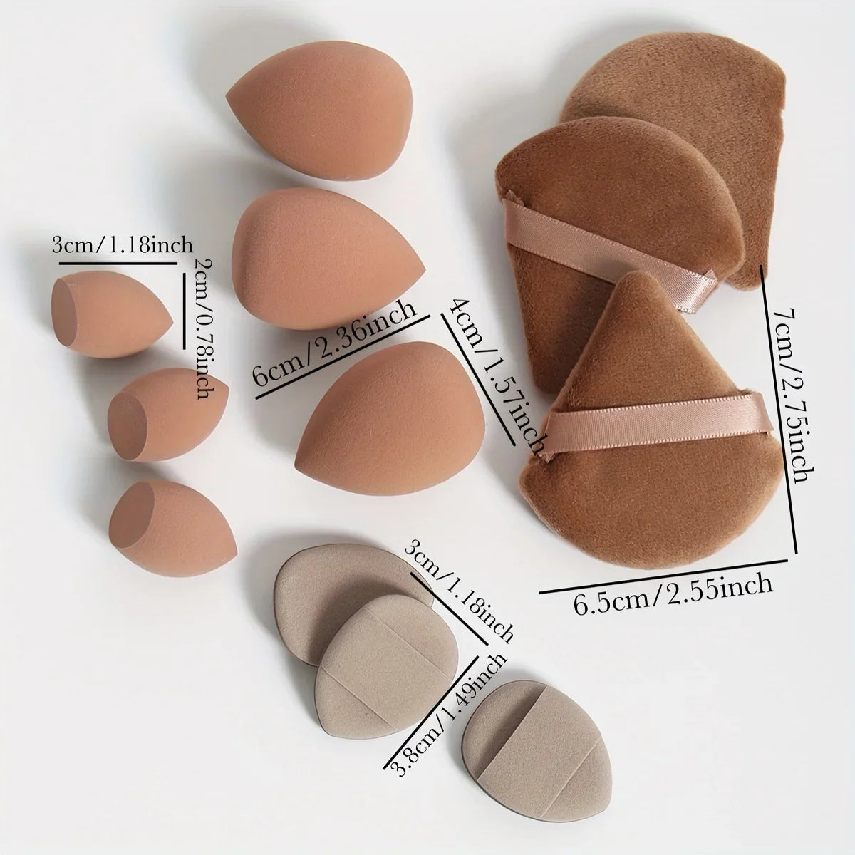 12-Piece Makeup Sponge & Powder Puff Set for Foundation & Loose Powder