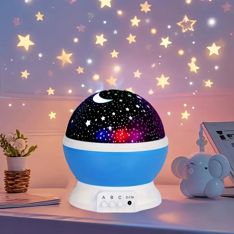 Moon and Stars Night Light Projector | USB 360° Rotating Lamp
