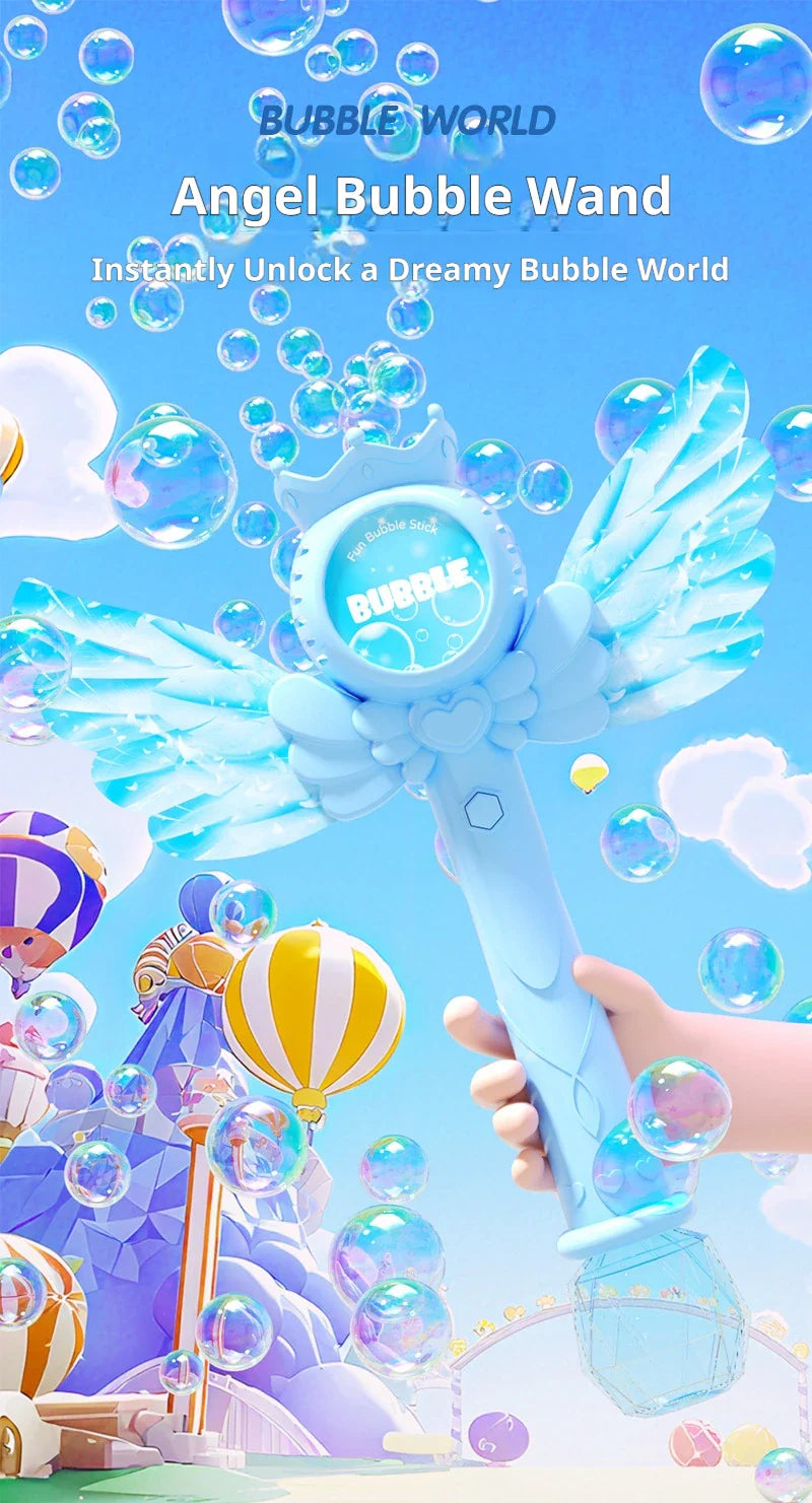 ✨ Electric Angel Bubble Wand | Automatic Light & Sound Bubble Gun 🧚‍♀️