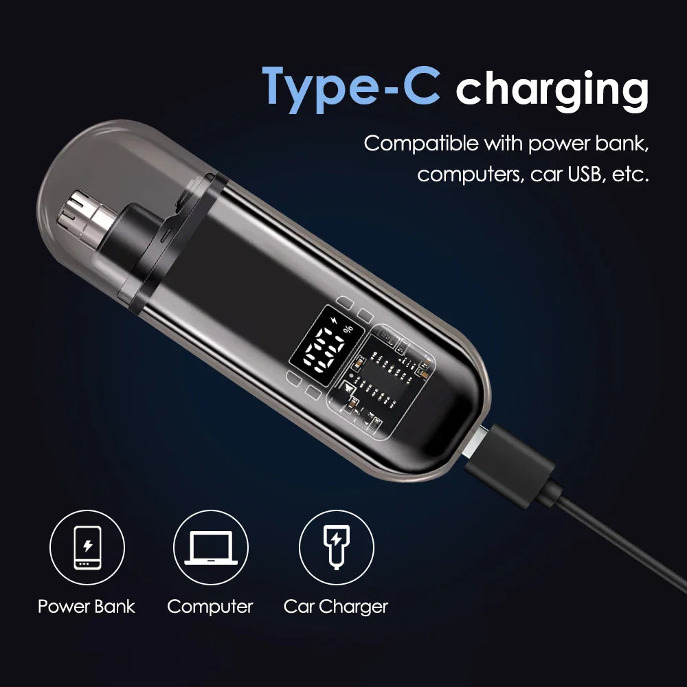 3-in-1 Rechargeable Nose Hair Trimmer with Facial Grooming Heads