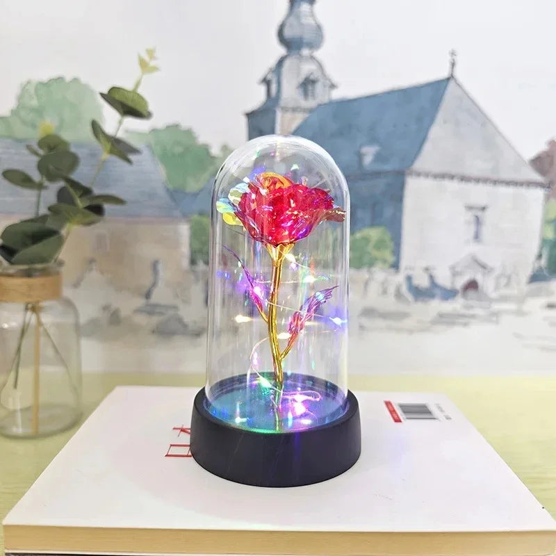 LED Eternal Rose Artificial Flower Gift for Valentine’s Day & Wedding Decor