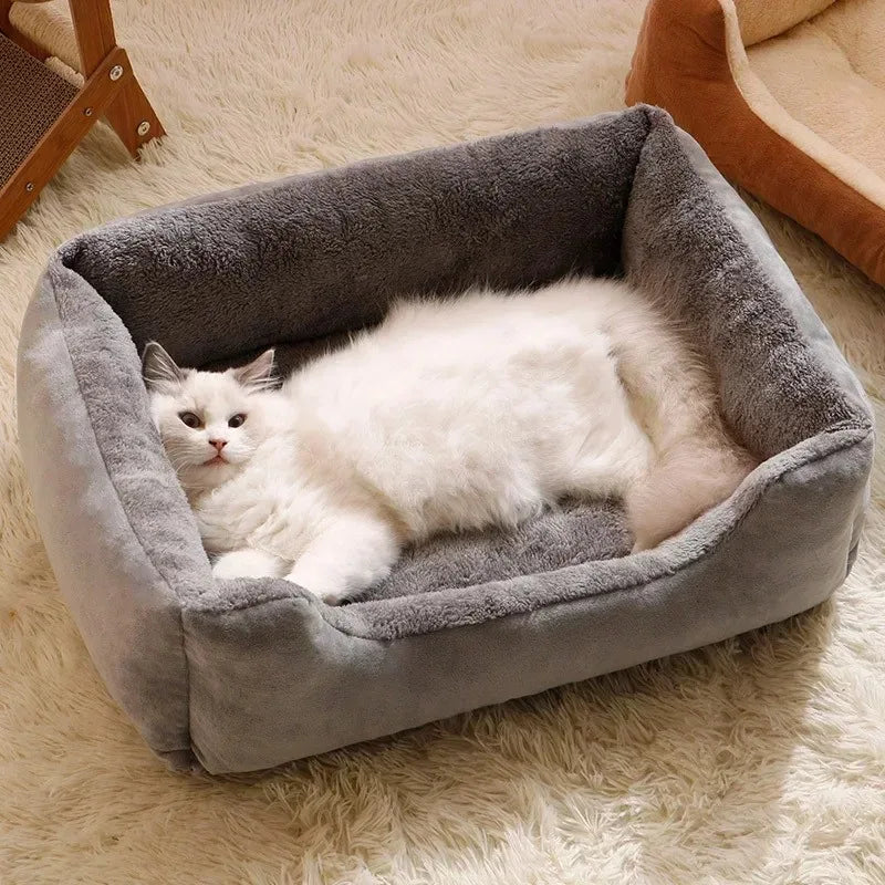 Cozy Cat Bed House — Soft Plush Kitten Basket with Warm Cushion | Pet Habitat for Cats & Dogs | Winter Indoor Pet Bed