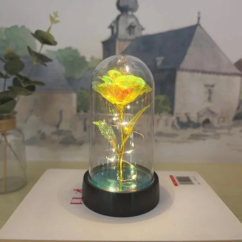 LED Eternal Rose Artificial Flower Gift for Valentine’s Day & Wedding Decor