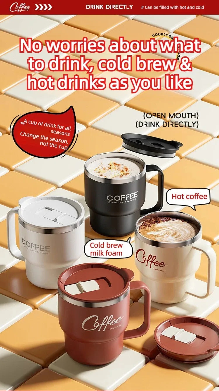 400ML Double Wall 304 Stainless Steel Insulated Coffee Mug with Sealed Lid for Hot & Cold Drinks