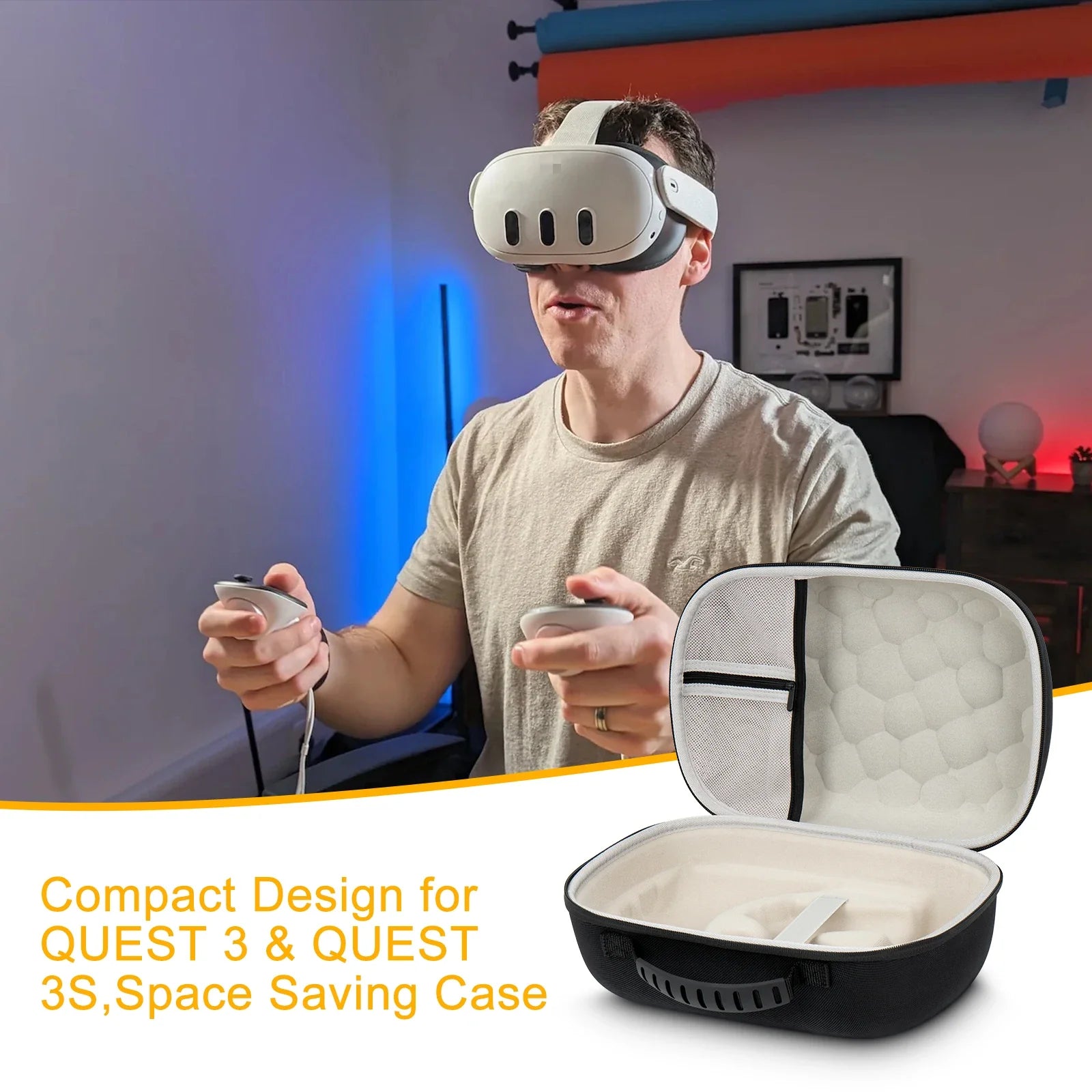 Hard Carrying Case Compatible with Meta Quest 3, Quest 3S and Quest 2 VR Accessories