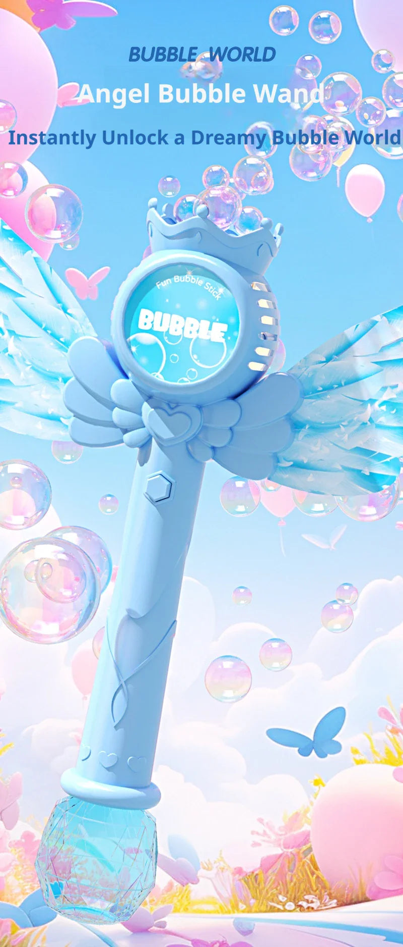 ✨ Electric Angel Bubble Wand | Automatic Light & Sound Bubble Gun 🧚‍♀️