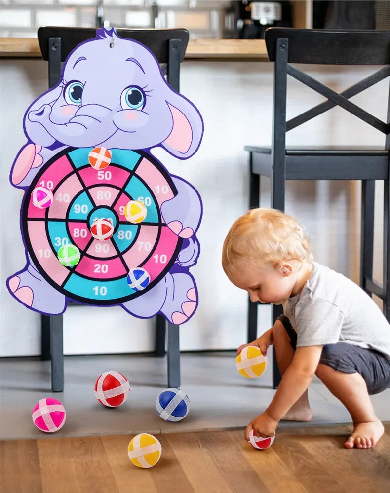 Kids Sticky Ball Target Toss Game Indoor Montessori Dart Board Toy
