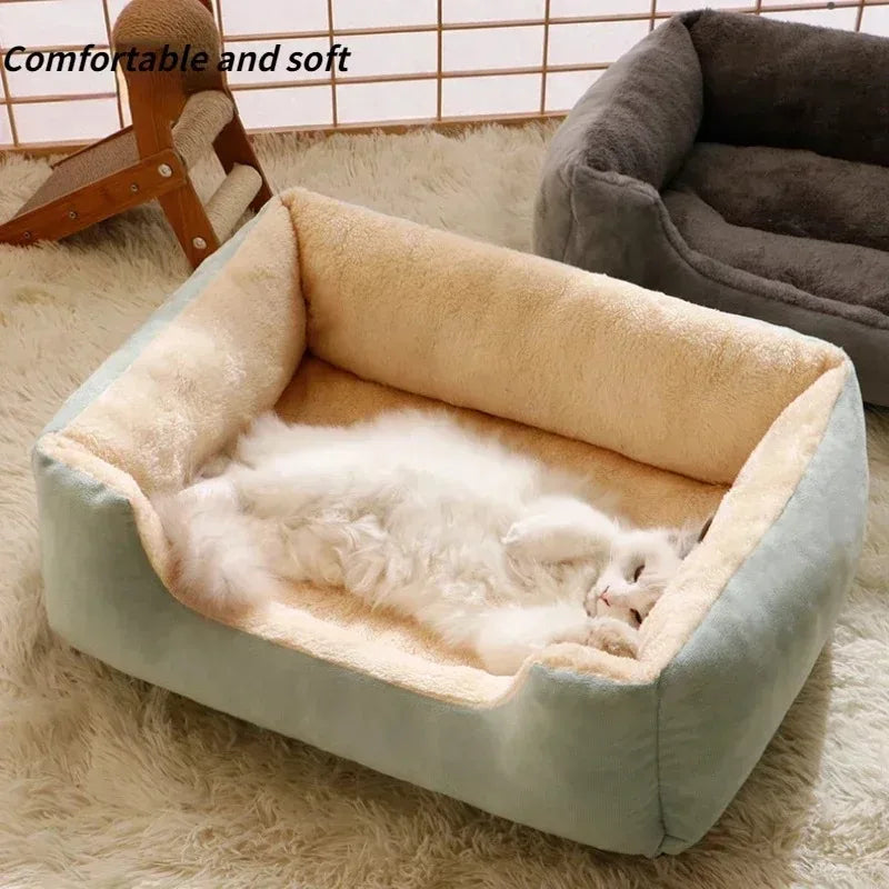 Cozy Cat Bed House — Soft Plush Kitten Basket with Warm Cushion | Pet Habitat for Cats & Dogs | Winter Indoor Pet Bed