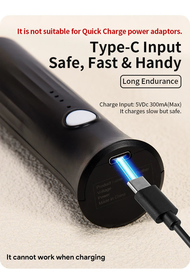 USB Rechargeable 3-Speed Handheld Milk Frother, Egg Beater & Drink Mixer for Coffee, Latte and Espresso