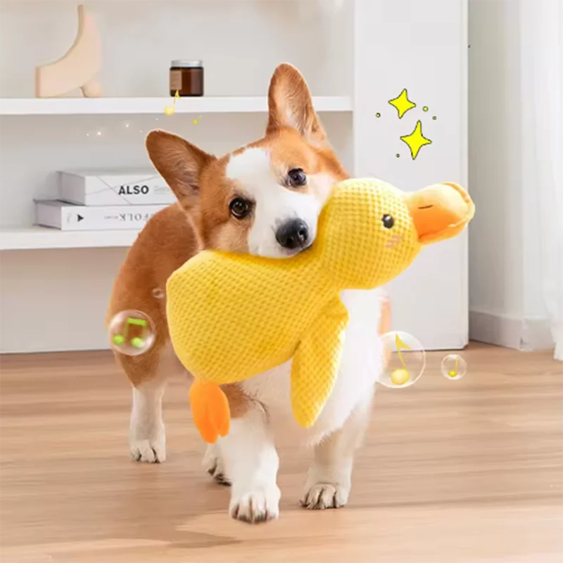 Interactive Plush Stomping Duck Dog Toy for Chewing & Play