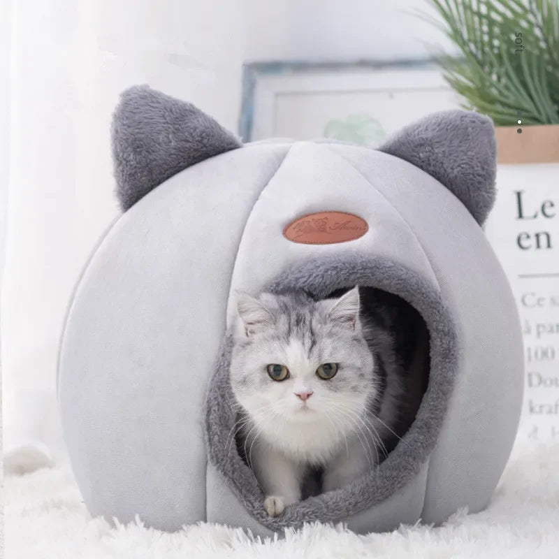 Deep Sleep Comfort Winter Cat Bed | Cozy Cave Nest Indoor | Small Dog House Pet Tent Mat Basket