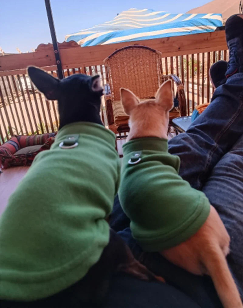 Warm Fleece Dog Jacket Vest With D-Ring | Pet Clothes For Small Dogs & Cats | French Bulldog Chihuahua Coat