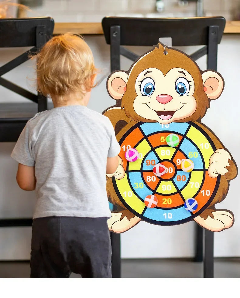 Kids Sticky Ball Target Toss Game Indoor Montessori Dart Board Toy