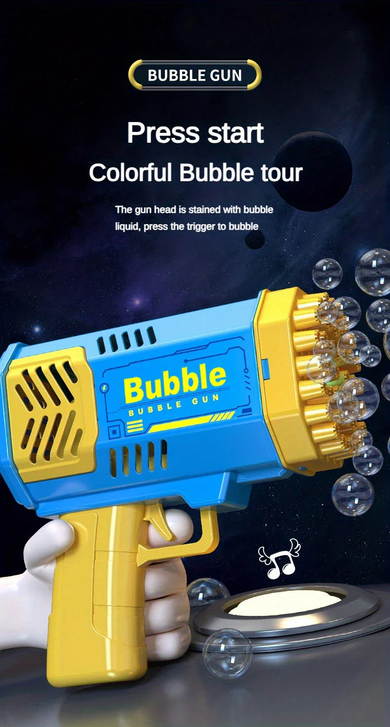 🚀 40-Hole Mega Bubble Machine | Automatic Light-Up Bubble Gun ✨