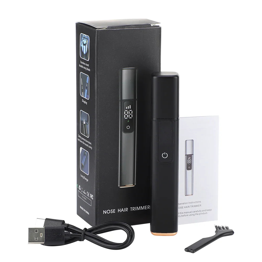 3-in-1 Rechargeable Nose Hair Trimmer with Facial Grooming Heads