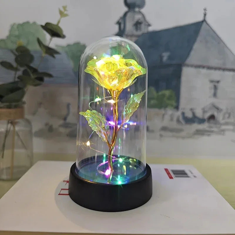 LED Eternal Rose Artificial Flower Gift for Valentine’s Day & Wedding Decor