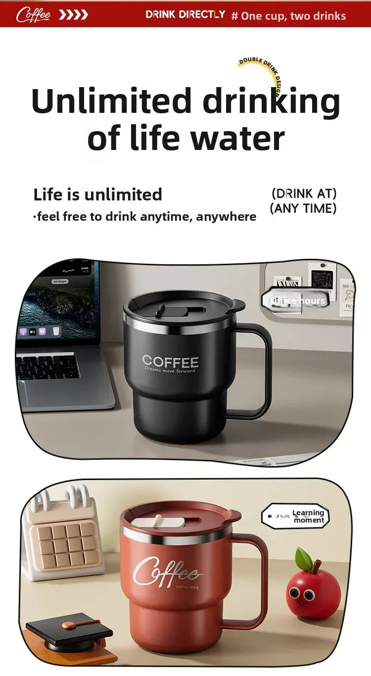 400ML Double Wall 304 Stainless Steel Insulated Coffee Mug with Sealed Lid for Hot & Cold Drinks