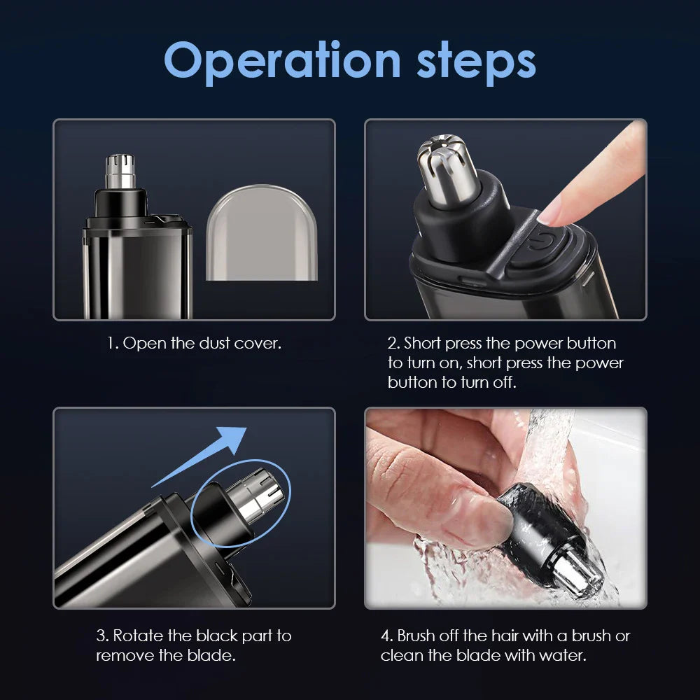3-in-1 Rechargeable Nose Hair Trimmer with Facial Grooming Heads
