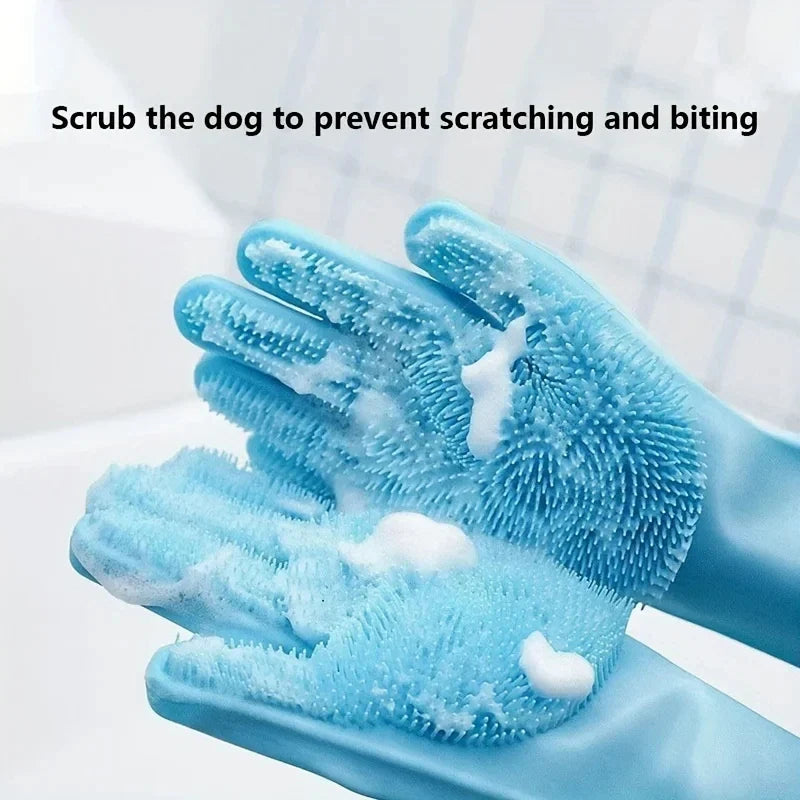 Silicone Pet Grooming & Bathing Gloves for Dogs and Cats Hair Removal